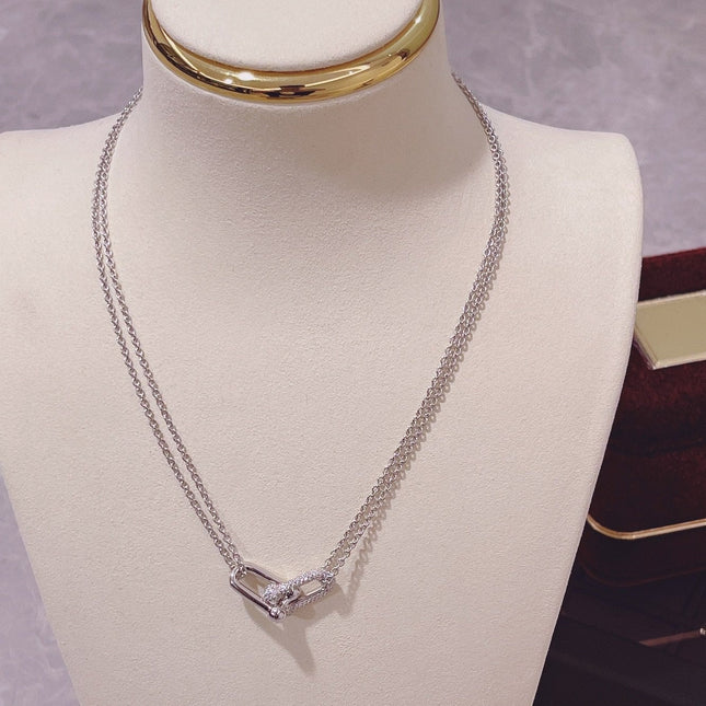 HARDWEAR DOUBLE LINK PEDANT SILVER DIAMOND NECKLACE