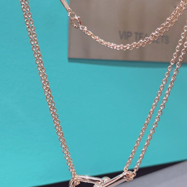 HARDWEAR DOUBLE LINK PEDANT PINK GOLD NECKLACE