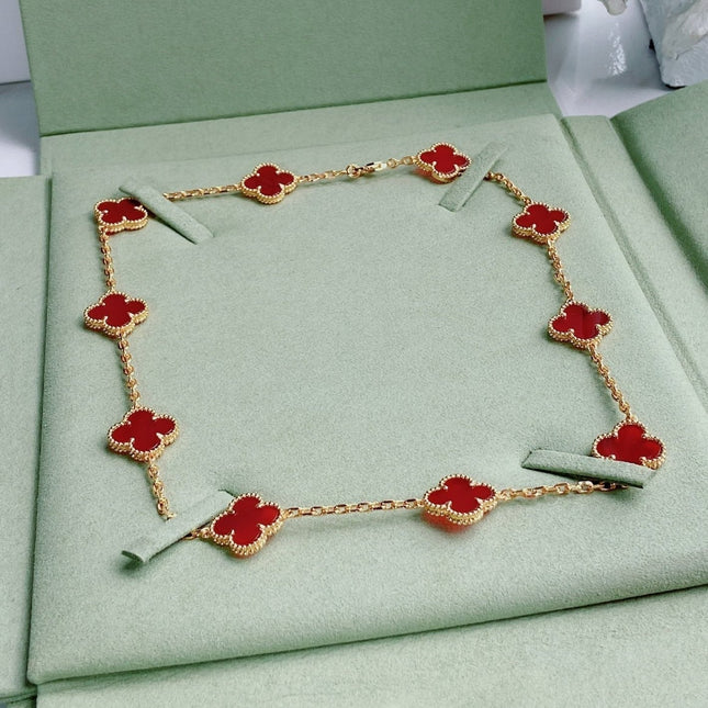 VINTAGE CARNELIAN NECKLACE 10 MOTIFS GOLD