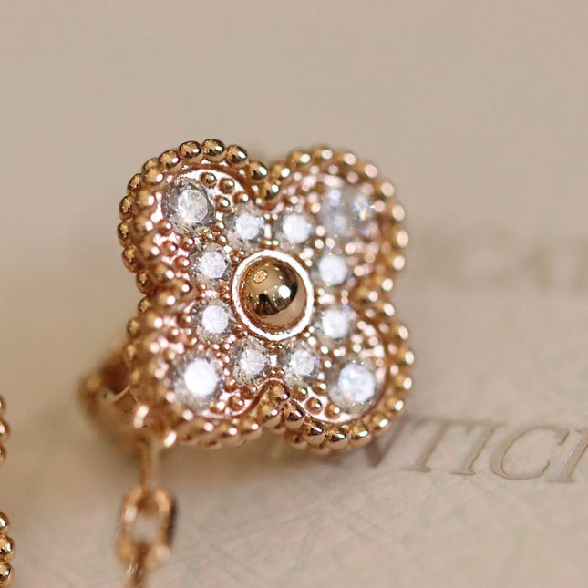 VINTAGE EARRINGS PINK GOLD DIAMOND