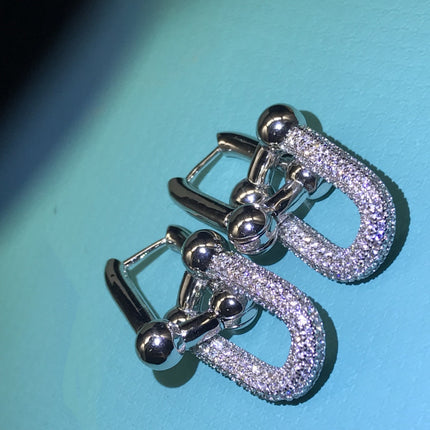 HARDWARE DROP EARRINGS DOUBLE LINK DIAMOND