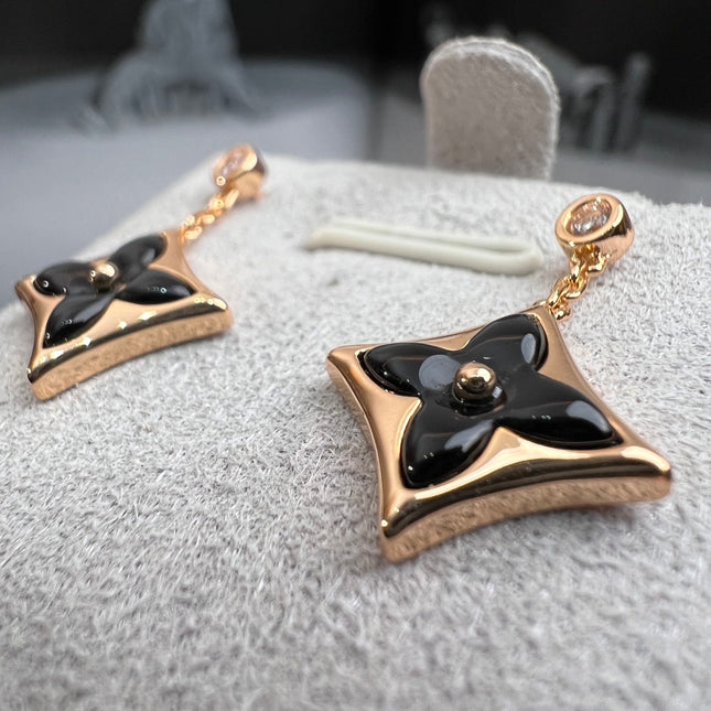 BLOSSOM STAR PINK GOLD ONYX EARRINGS