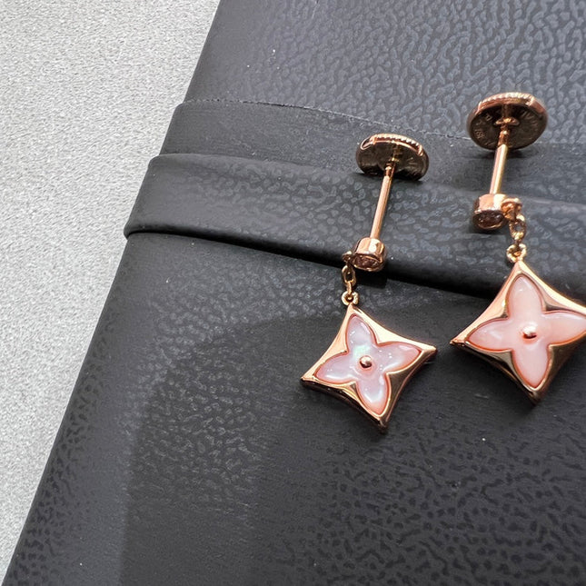 BLOSSOM STAR PINK GOLD PINK MOP EARRINGS