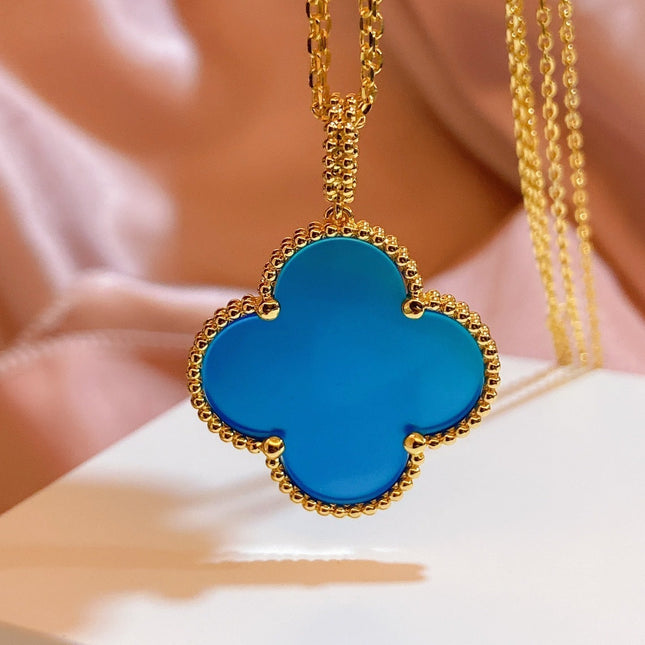 CLOVER GOLD TURQUOISE NECKLACE