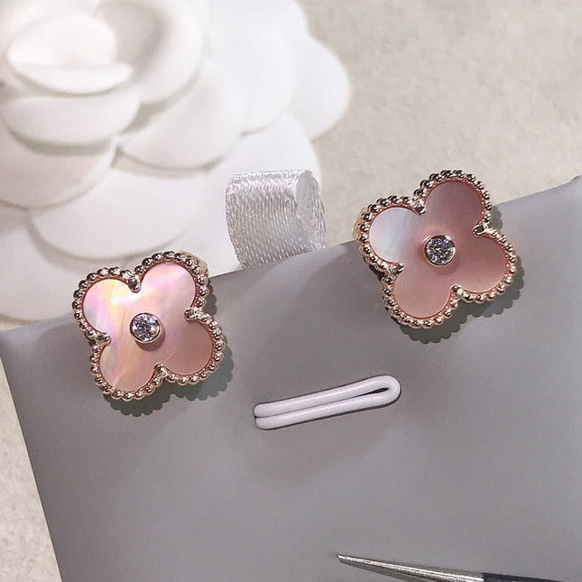 CLOVER PINK GOLD MOP EARRINGS