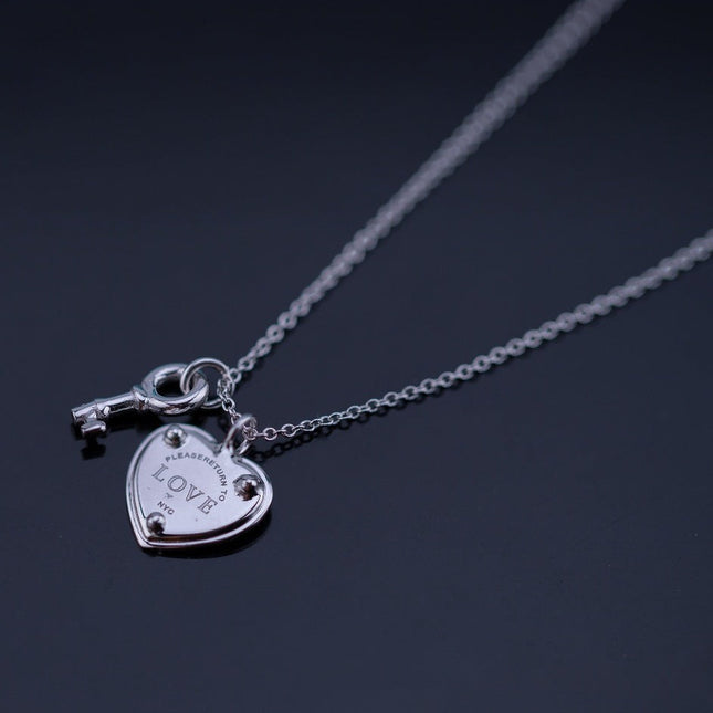 KEY AND HEART SILVER NECKLACE