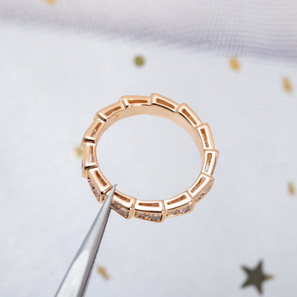 SERPENTI RING PINK GOLD DIAMOND PAVED 3MM