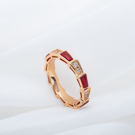 SERPENTI RING PINK GOLD CARNELIAN DIAMOND 3MM