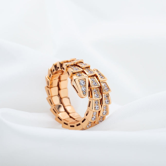 SERPENTI RING PINK GOLD DIAMOND DOUBLE ROW