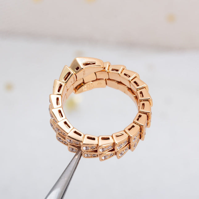 SERPENTI RING PINK GOLD DIAMOND DOUBLE ROW