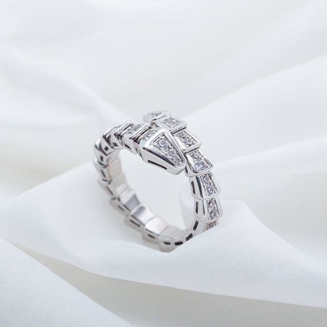 SERPENTI RING SILVER DIAMOND PAVED 4MM