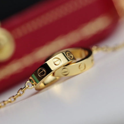 LOVE NECKLACE DOUBLE RING GOLD