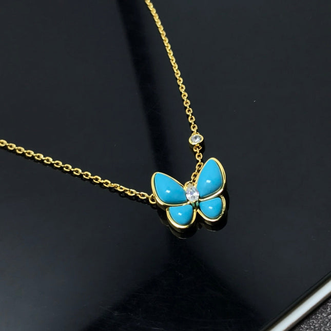 BUTTERFLY TURQUOISE GOLD NECKLACE