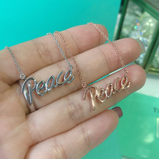 PEACE TEXT PEDANT NECKLACE