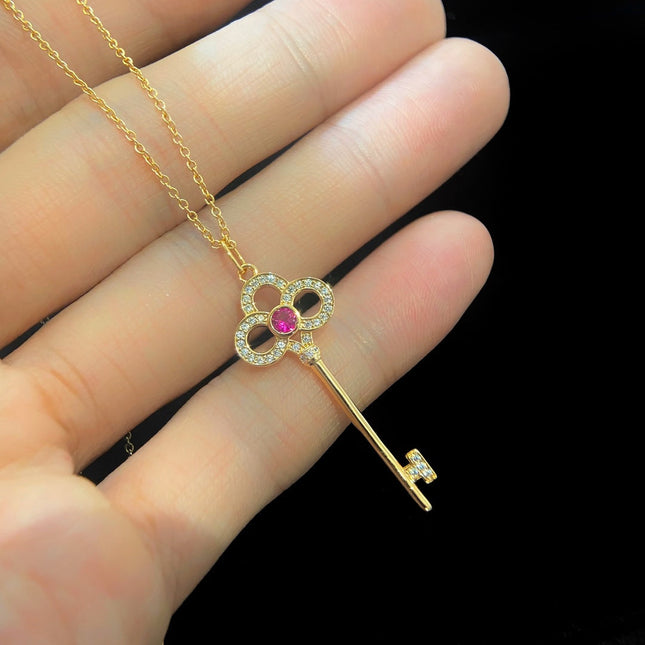 FLORET KEY PEDANT NECKLACE PINK DIAMOND