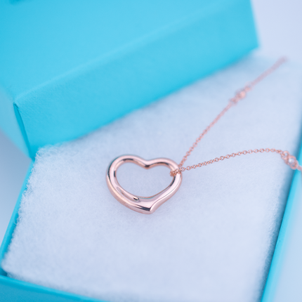 OPEN HEART PEDANT PINK GOLD NECKLACE