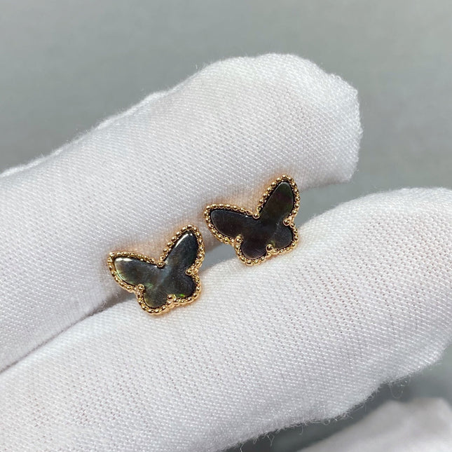 BUTTERFLY DARK MOP GOLD EARRINGS