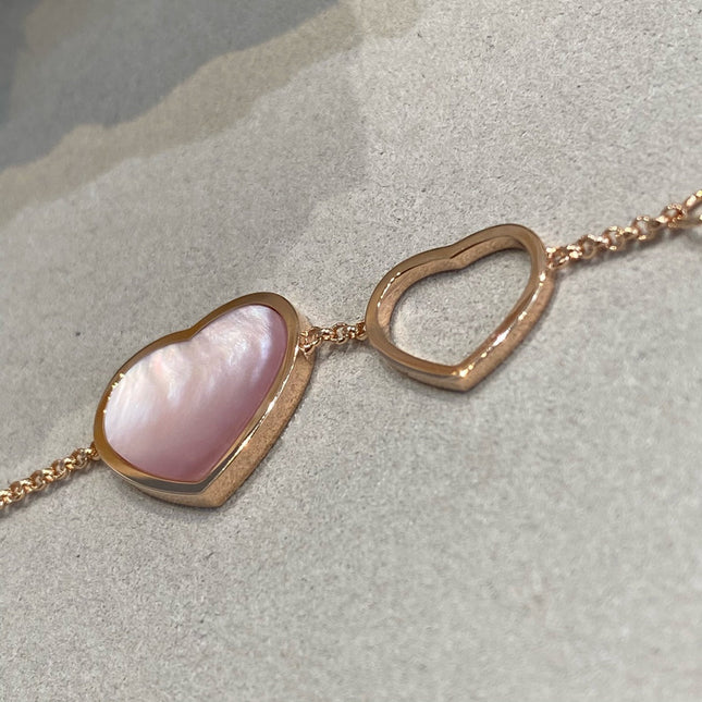 HAPPY HEART PINK MOP PINK GOLD BRACELET