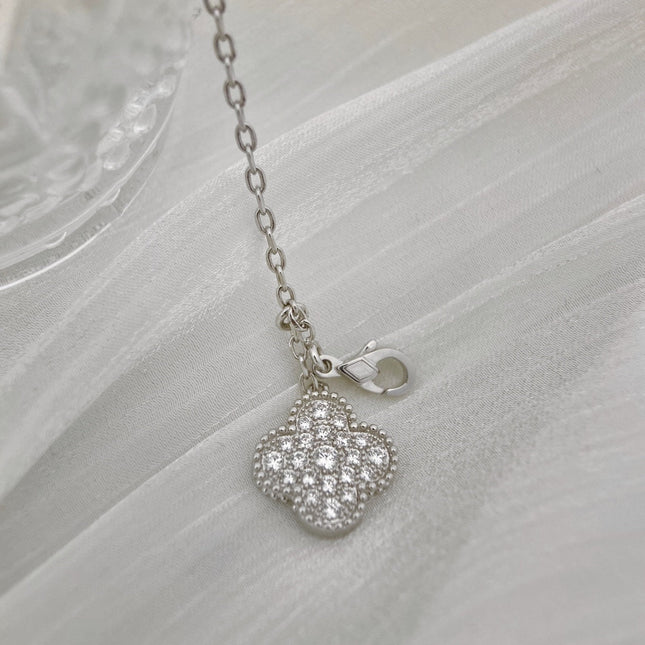 CLOVER 6 MOTIFS SILVER DIAMONDS NECKLACES