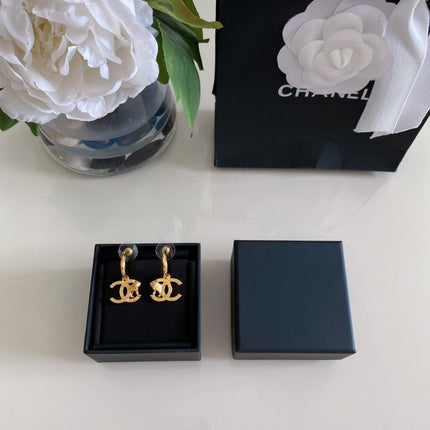 DOUBLE C DROP GOLD TIGER EARRINGS