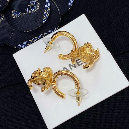 DOUBLE C DROP GOLD TIGER EARRINGS