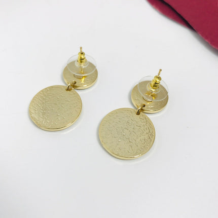 DOUBLE C BLACK ENAMEL GOLD DROP EARRINGS