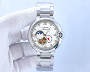 BALLON BLEU 36MM OPEN HEART PINK DIAMOND NUMERALS STEEL STRAP