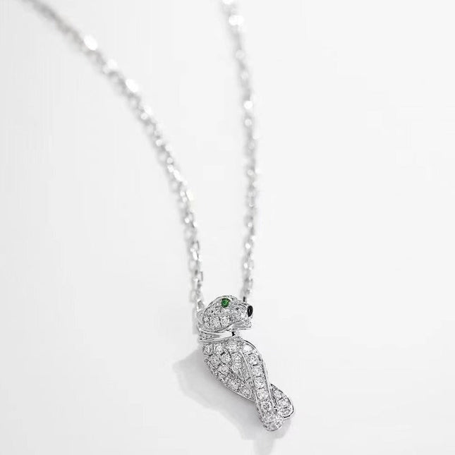 PANTHERE PEDANT SILVER DIAMOND NECKLACE