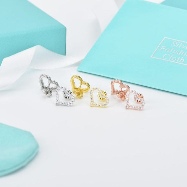 OPEN HEART STUD DIAMOND EARRINGS