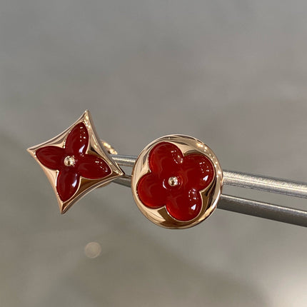 STAR AND SUN PINK GOLD CARNELIAN STUD EARRINGS