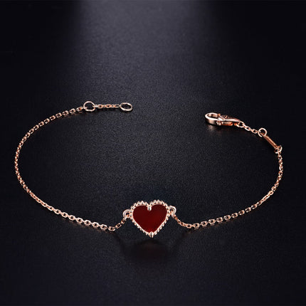 HEART CARNELIAN PINK GOLD BRACELET