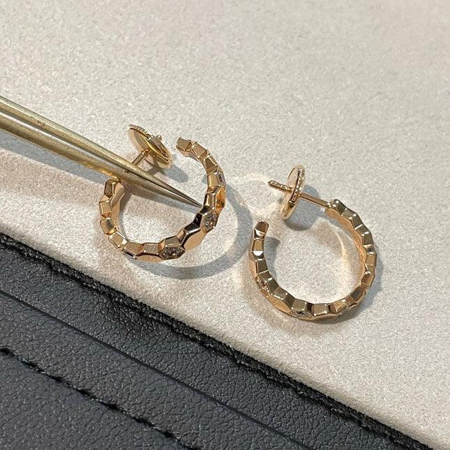 HONEE PINK GOLD DIAMOND HOOP EARRINGS