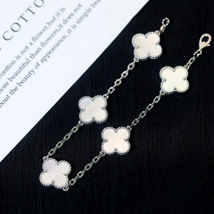 CLOVER 5 WHITE MOP SILVER BRACELET