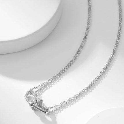 HARDWEAR DIAMOND PEDANT DOUBLE CHAIN NECKLACE