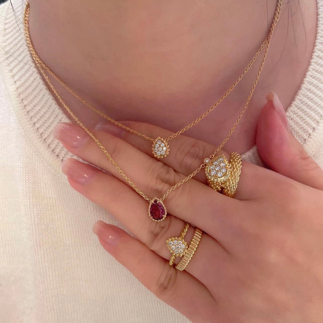 BOHEME CARNELIAN PINK GOLD DIAMOND NECKLACE