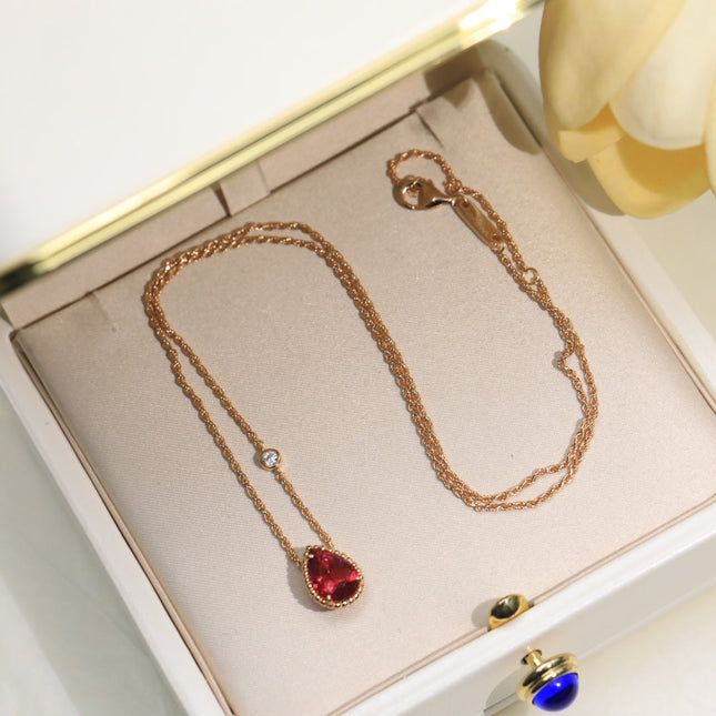 BOHEME CARNELIAN PINK GOLD DIAMOND NECKLACE