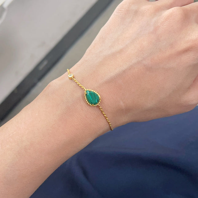 BOHEME MALACHITE GOLD CHAIN BRACELET