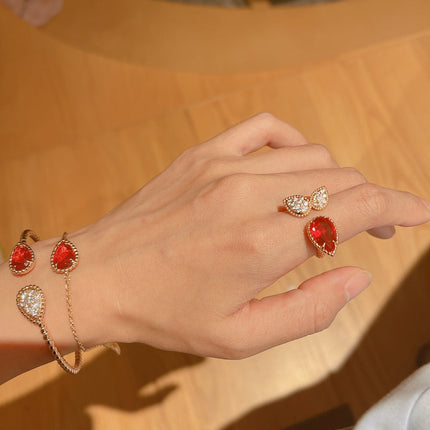 BOHEME CARNELIAN PINK GOLD CHAIN BRACELET