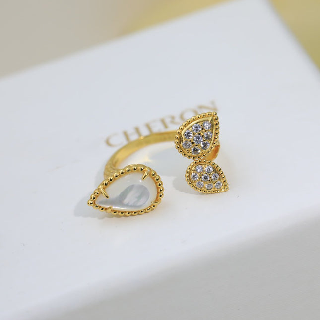 BOHEME 3 MOTIF MOP DIAMOND GOLD RING