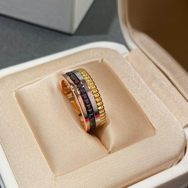 QUATRE BLACK EDITION PINK GOLD RING