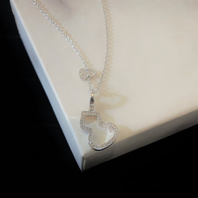 WULU 2 MOTIF DIAMOND SILVER NECKLACE