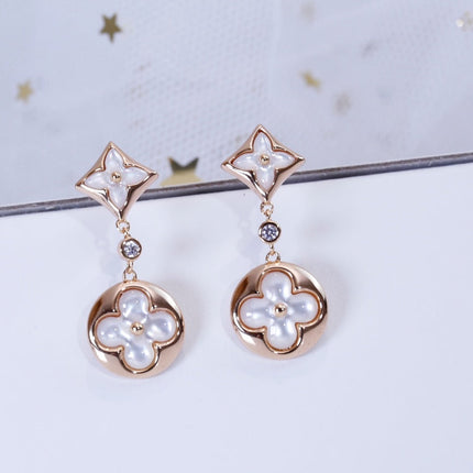 STAR AND SUN PINK GOLD MOP DROP EARRINGS