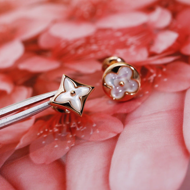 STAR AND SUN PINK GOLD MOP STUD EARRINGS