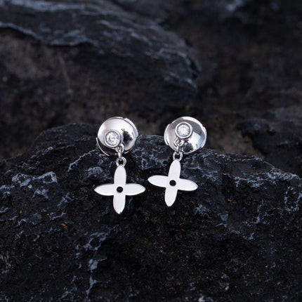 VIDYLLE SILVER DIAMOND MINI DROP EARRINGS