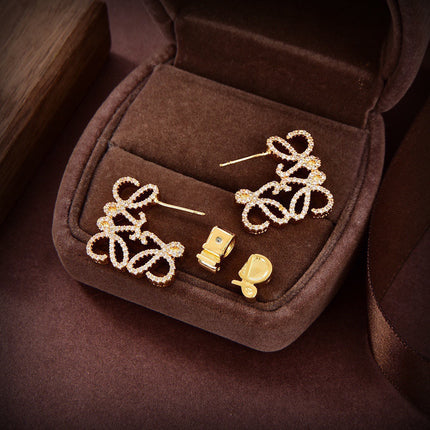 PAVED ANAGRAM GOLD EARRINGS