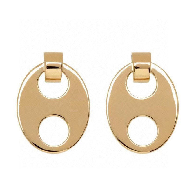 OVAL TAG GOLD EARRINGS