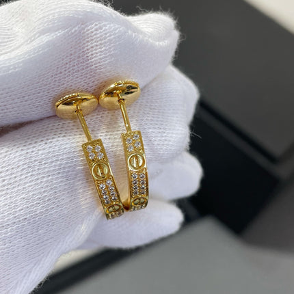 LOVE DIAMOND GOLD HOOP EARRINGS