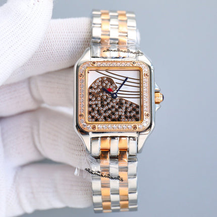 PANTHERE 27MM PINK GOLD CASE DIAMOND BEZEL DIAMOND DIAL