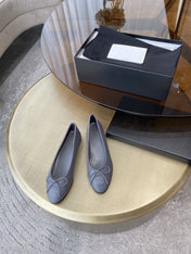 BALLET FLATS GREY GRAINED CALFSKIN