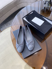 BALLET FLATS GREY GRAINED CALFSKIN